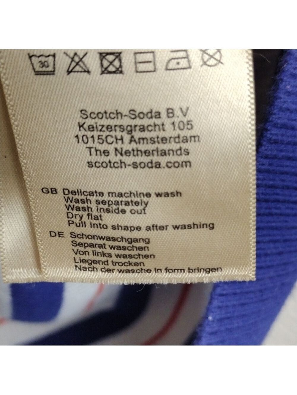 Scotch & Soda Red White Blue Striped Mock Neck Long Sleeve Ribbed Knit Top - Picture 7 of 12